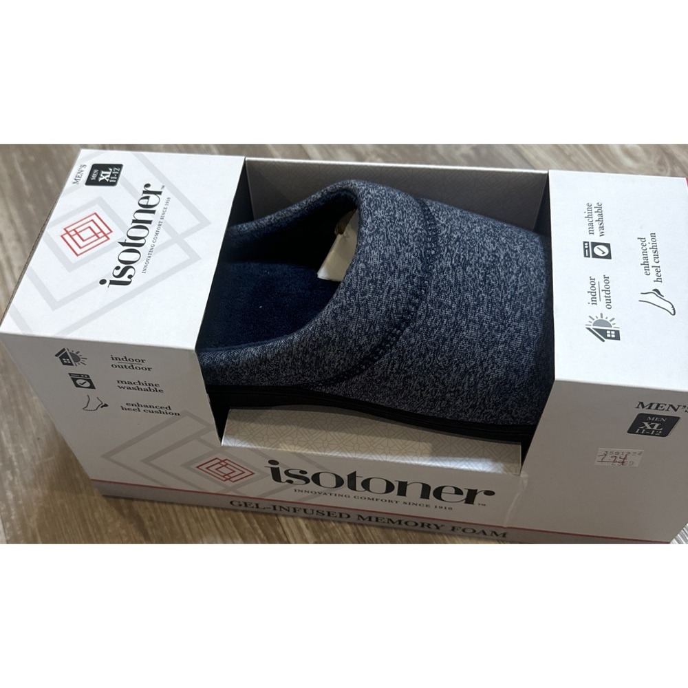 Isotoner Slippers Clogs Navy Blue Gel-Infused Memory Foam Mens Size‎ 11-12 XL